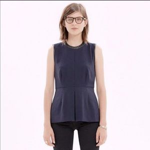 Madewell Peplum leather Trim Top
